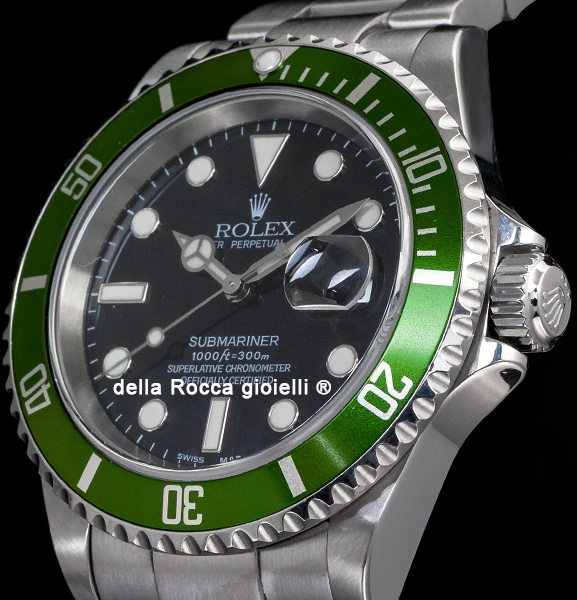 HQ Milton - Rolex Green Submariner 16610 LV Mark 1 Dial and Flat 4 Bezel,  Inventory #1611, For Sale