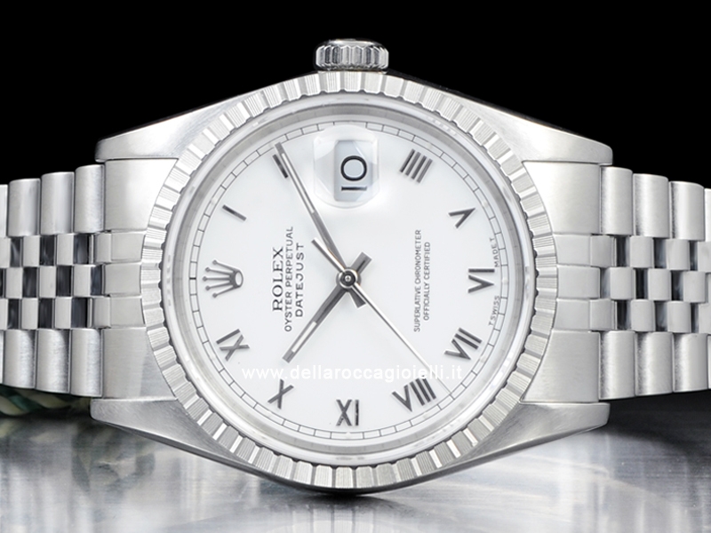Rolex Datejust 36 Bianco Jubilee White Milk Roman Watch 16220