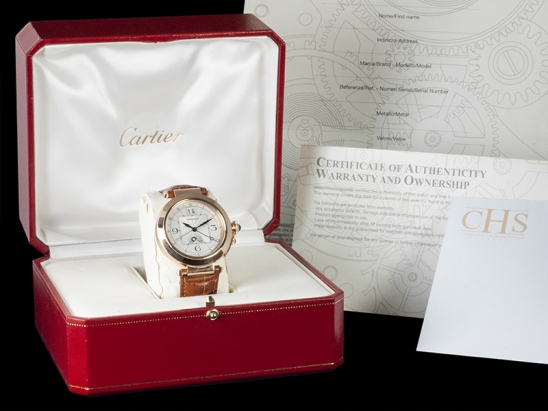 Cartier Pasha 42mm Night-Day Time Zone Rose Gold Watch 2937