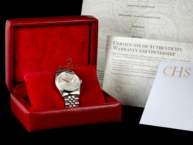 Rolex Datejust 36 Argento Jubilee Silver Lining Diamonds Watch 16234