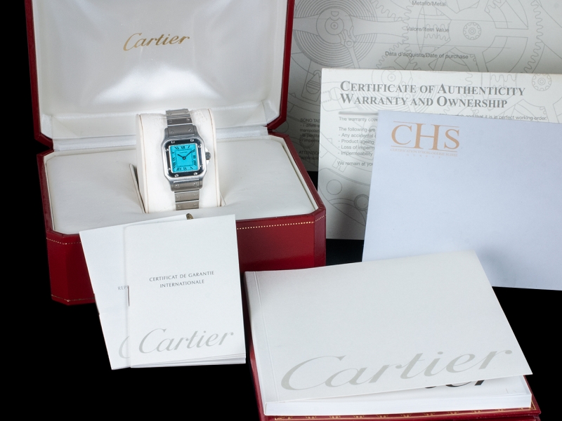 Cartier Santos Galbee Lady 1565 Customized Tiffany Dial - Full Set Watch  1565/W20024D6