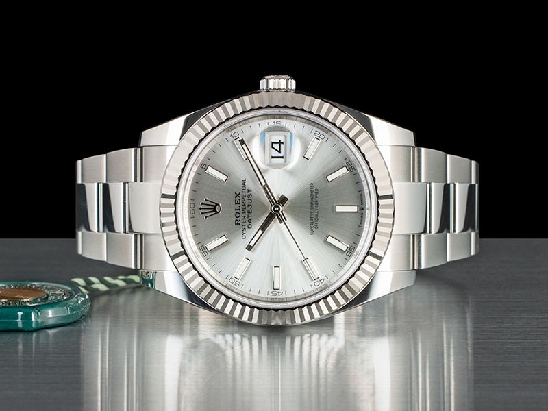 Rolex Datejust II 41 Argento Oyster Silver Lining - Full Set Watch 126334