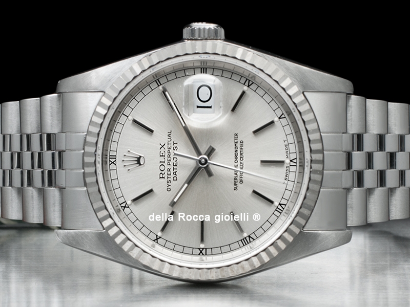 Rolex Datejust 36 Argento Jubilee Silver Lining Watch 16234
