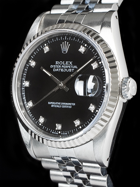 Rolex Datejust 36 Jubilee Diamonds Black/Nero Watch 16234