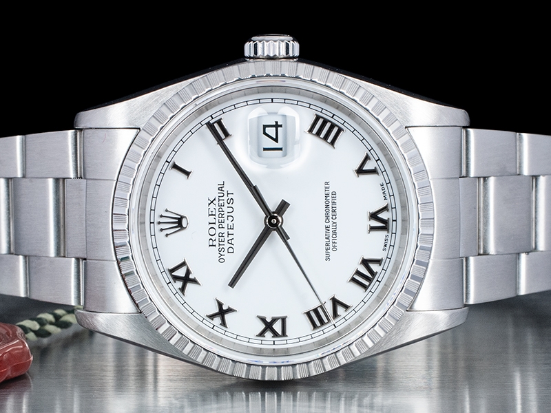 Rolex Datejust 36 Bianco Oyster White Milk Roman Watch 16220