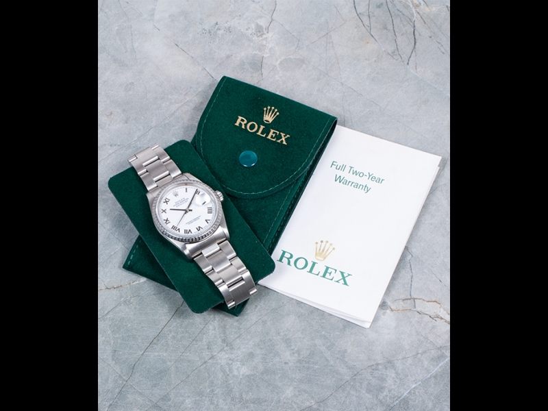 Rolex Datejust 36 Bianco Oyster White Milk Roman Watch 16220